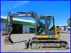 2015 John Deere 75G Mini Excavator Rubber Tracks A/C Cab Blade Aux Hyd bidadoo