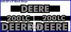 Fits John Deere 200LC Excavator Decal Set with 20' x 5 Black Stripe JD Decals