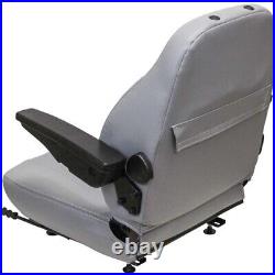 Fits John Deere Excavator Seat Assembly withArms Gray Vinyl