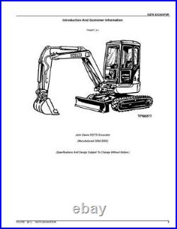 For John Deere 35zts Excavator Parts Catalog Manual