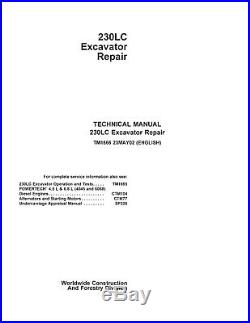 JD John Deere 230LC Excavator Repair SERVICE REPAIR MANUAL CD TM1666
