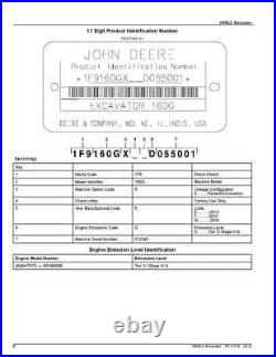 JOHN DEERE 160GLC EXCAVATOR PARTS CATALOG MANUAL sn 055001