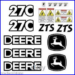 JOHN DEERE 27C ZTS Mini Excavator DECALS Stickers SET