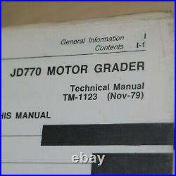 JOHN DEERE JD770D MOTOR GRADER Repair Shop Service Manual technical overhaul OEM