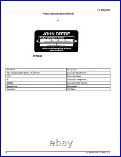 John Deere 110 Excavator Parts Catalog Manual