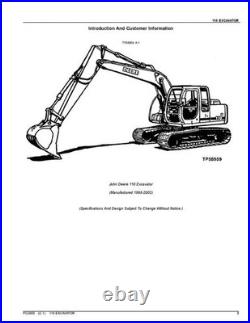John Deere 110 Excavator Parts Catalog Manual