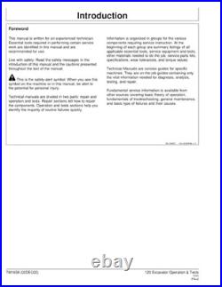 John Deere 120 Excavator Operation Test Service Manual