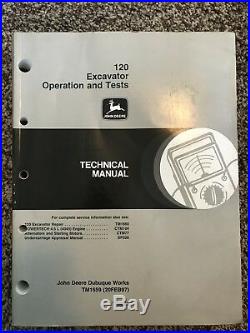 John Deere 120 Excavator Operation Test Shop Repair Technical Manual TM1659 a1