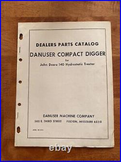 John Deere 140 Garden Tractor Danuser CD-1 Compact Digger Parts Manual