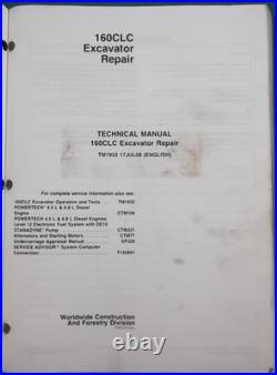 John Deere 160c LC Excavator Technical Service Shop Repair Manual Book