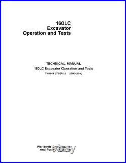 John Deere 160lc Excavator Operation Test Service Manual