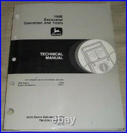 John Deere 190e Excavator Technical Service Operations & Test Manual Book Tm1539