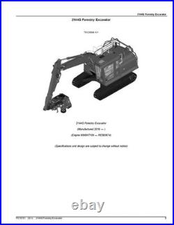 John Deere 2144g Foresty Excavator Parts Catalog Manual