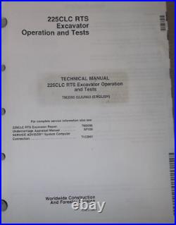 John Deere 225clc Rts Excavator Technical Service Shop Op Test Manual Tm2095