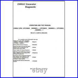 John Deere 250glc Excavator Diagnostic, Operation &test Service Manual Pdf On Usb