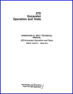 John Deere 27d Excavator Operation Test Service Manual Tm2355