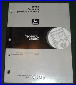 John Deere 27zts Excavator Technical Service Op Test Shop Book Manual Tm-1838