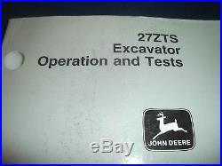 John Deere 27zts Excavator Technical Service Shop Op Test Manual Book Tm1838