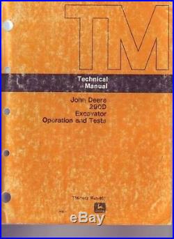 John Deere 290D Excavator Technical Shop Service Manual OPT Test
