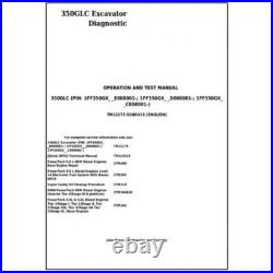 John Deere 350glc Excavator Diagnostic, Operation & Test Service Manul Pdf On Usb