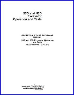 John Deere 35D 50D Excavator Operation Test Technical Manual PDF/USB TM2263