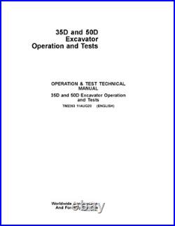 John Deere 35d 50d Excavator Operation Test Service Manual