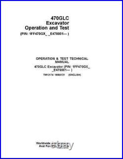 John Deere 470glc Excavator Operation Test Service Manual