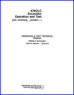John Deere 670glc Excavator Operation Test Service Manual