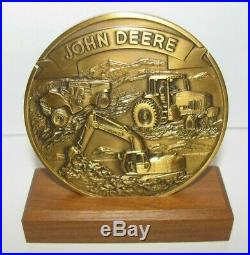 John Deere 690E LC Excavator Gator Tractor 1994 Brass Calendar Medallion jd logo