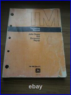 John Deere 70D Excavator Technical Repair Service manual TM-1408 Dec 87