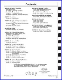 John Deere 750 Excavator Repair Service Manual