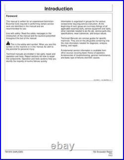 John Deere 750 Excavator Repair Service Manual