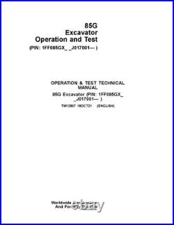 John Deere 85g Excavator Operation Test Service Manual