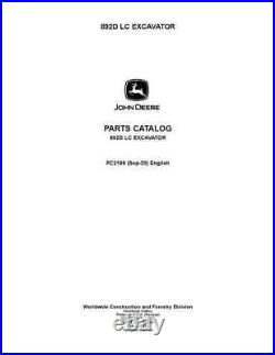 John Deere 892dlc Excavator Parts Catalog Manual