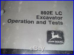 John Deere 892e LC Excavator Technical Service Op Test Shop Book Manual Tm1541