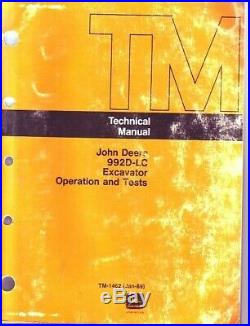 John Deere 992D LC 992DLC Excavator Technical Shop Service Manual Oper Test