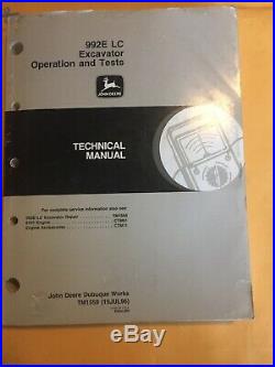John Deere 992ELC 992E LC Excavator Operation Test Shop Repair Manual Service