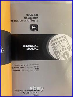 John Deere 992d-lc excavator 3 manual complete set! Tm1462/tm1463 + oper. Manual