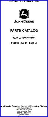 John Deere 992dlc Excavator Parts Catalog Manual