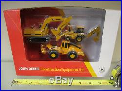 John Deere Backhoe/Loader, Excavator & Skidder 3-Piece Set by Ertl 1/64th Scale