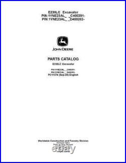 John Deere E230 E230lc Excavator Parts Catalog Manual