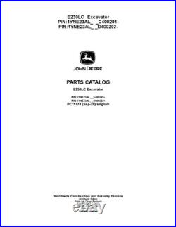 John Deere E230 E230lc Excavator Parts Catalog Manual