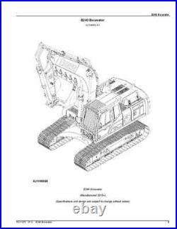 John Deere E240 Excavator Parts Catalog Manual
