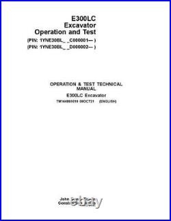 John Deere E300-ii Excavator Operation Test Service Manual