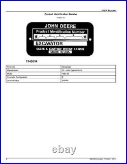 John Deere Excavator 180cw Parts Catalog