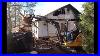John-Deere-Excavator-And-Ford-6-0-Demolishing-A-Burnt-Out-House-01-fmr