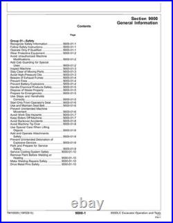John Deere TM10009 850DLC excavator operation and test technical manual