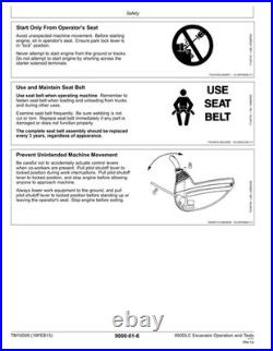John Deere TM10009 850DLC excavator operation and test technical manual