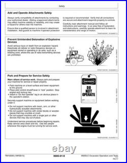 John Deere TM10009 850DLC excavator operation and test technical manual