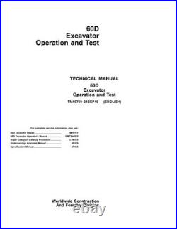 John Deere TM10760 60D excavator operation and test technical manual